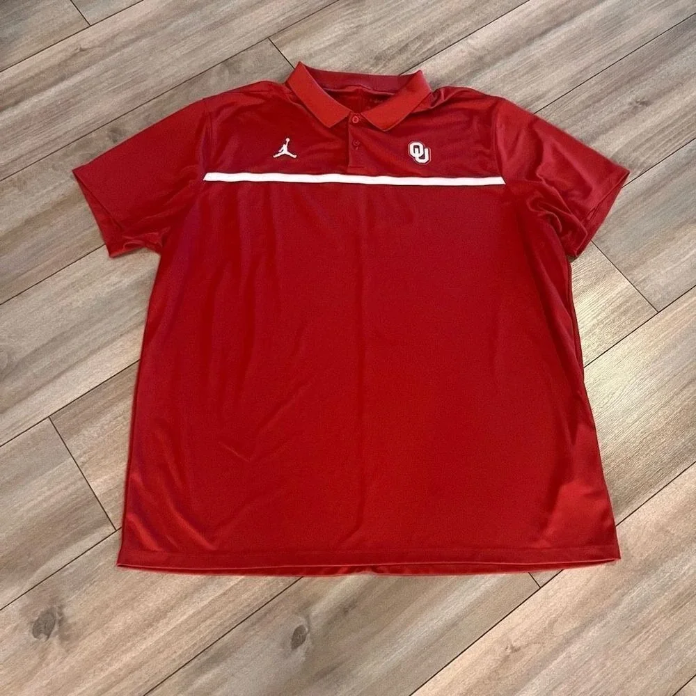 Jordan‎ Nike Oklahoma Red Athletic Polo Men 2XL Bin D-34